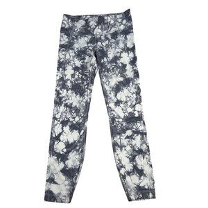 Athleta High-Waisted Leggings Women's M Gray White Tie Dye Stretch Athleisure